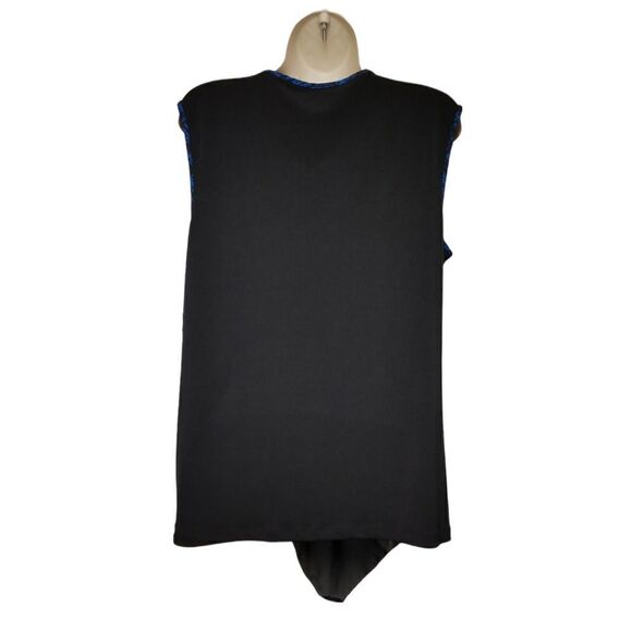 Women's ANNE KLEIN V-Neck Black and Blue Sleeveless Blouse Size 12 NWT - Picture 4 of 11